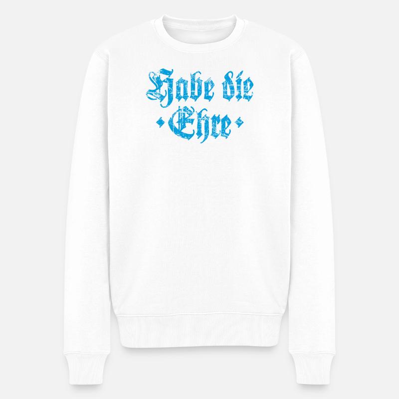 Habe die Ehre (Vintage/Hellblau) - Männer Premium Bio Pullover - Weiß