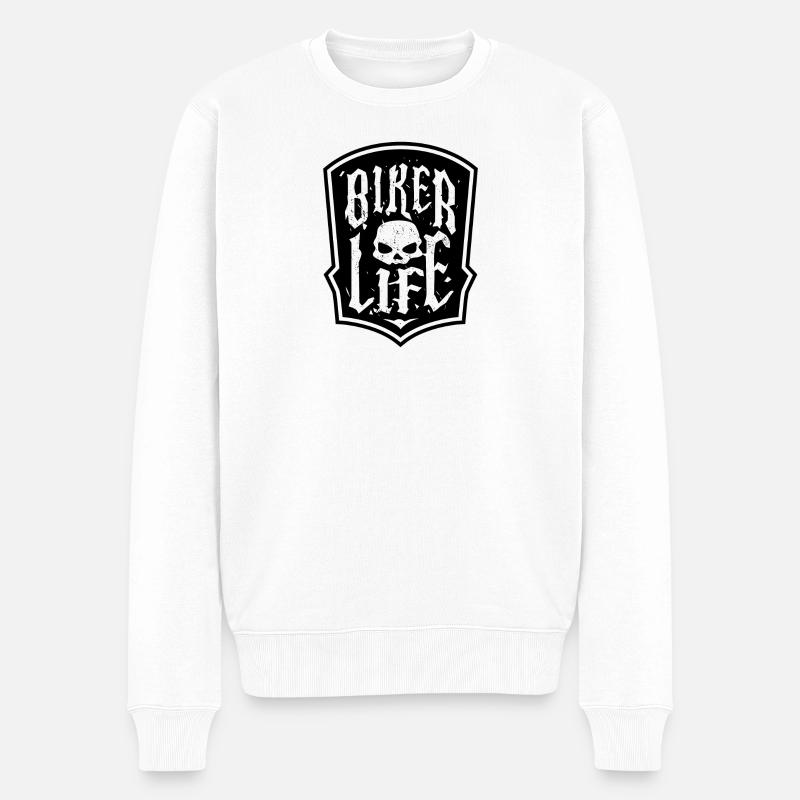 Biker moto motos crâne déclaration - Pull Premium bio Homme - blanc
