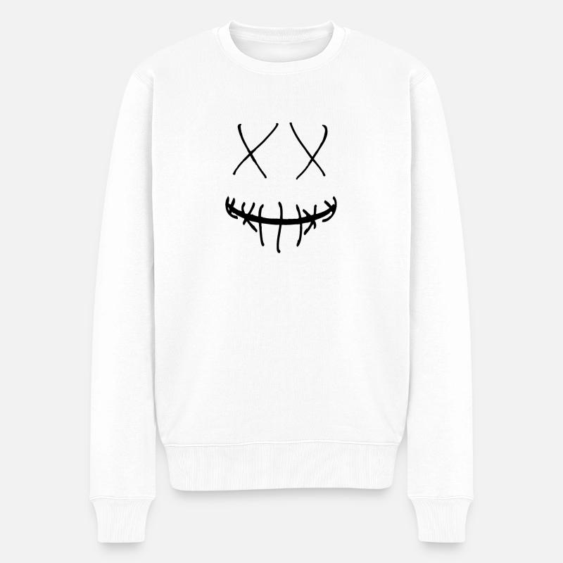 Fröhliches Gesicht Design - Geschenk Geschenkidee - Männer Premium Bio Pullover - Weiß