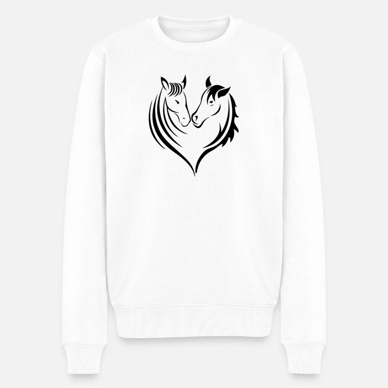 Pferde Herz Pferdeliebhaber - Männer Premium Bio Pullover - Weiß