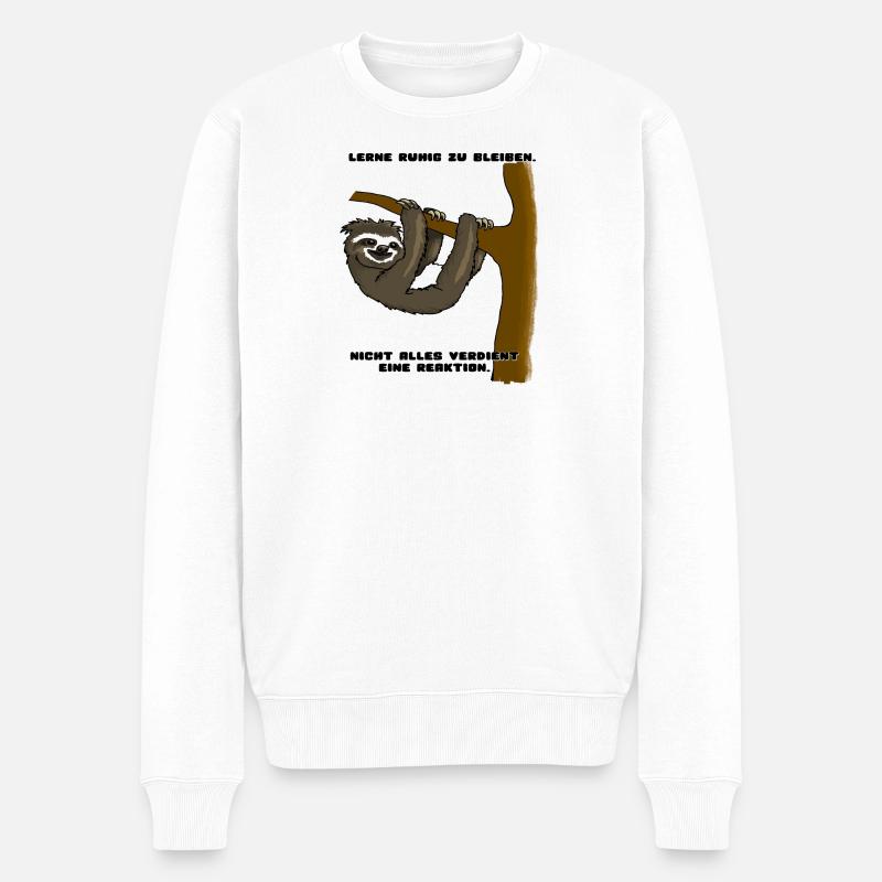 Faultier - Männer Premium Bio Pullover - Weiß