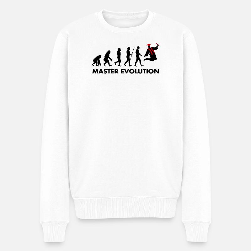 Master Evolution Prüfung Bestanden Schulabschluss - Männer Premium Bio Pullover - Weiß