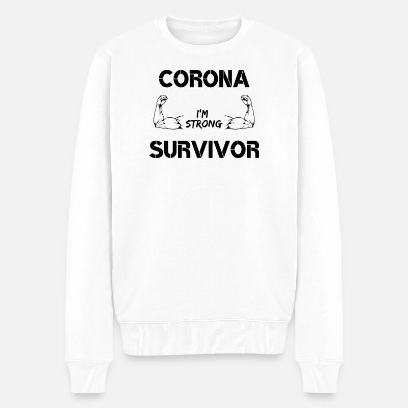 CORONA ÜBERLEBENDER - Männer Premium Bio Pullover - Weiß