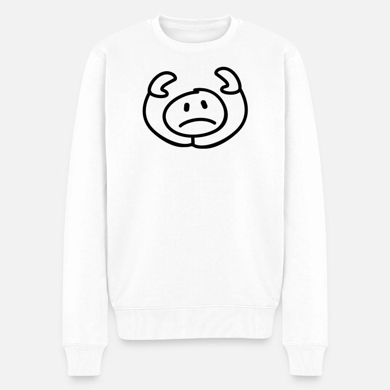 resignierter Strichmann Kopf - Männer Premium Bio Pullover - Weiß