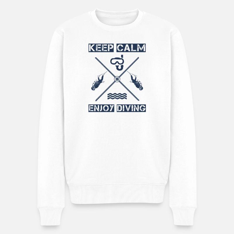 Keep Calm - Enjoy Diving - Männer Premium Bio Pullover - Weiß