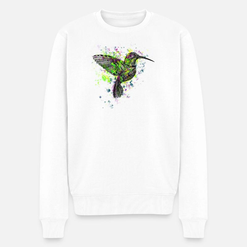 Kolibri - Männer Premium Bio Pullover - Weiß