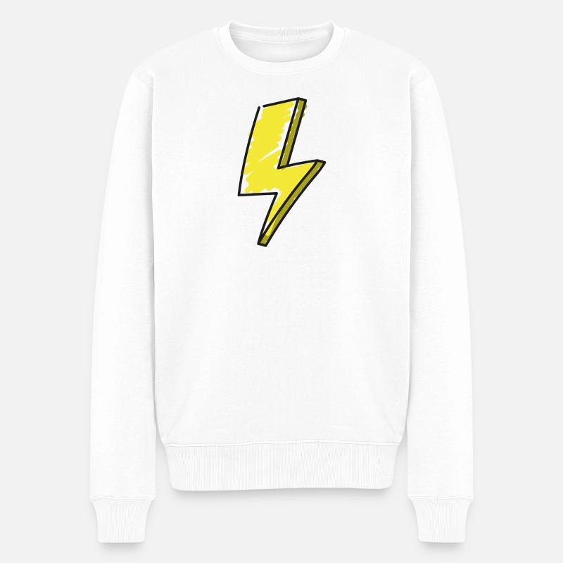 Blitz - Illustration - Männer Premium Bio Pullover - Weiß