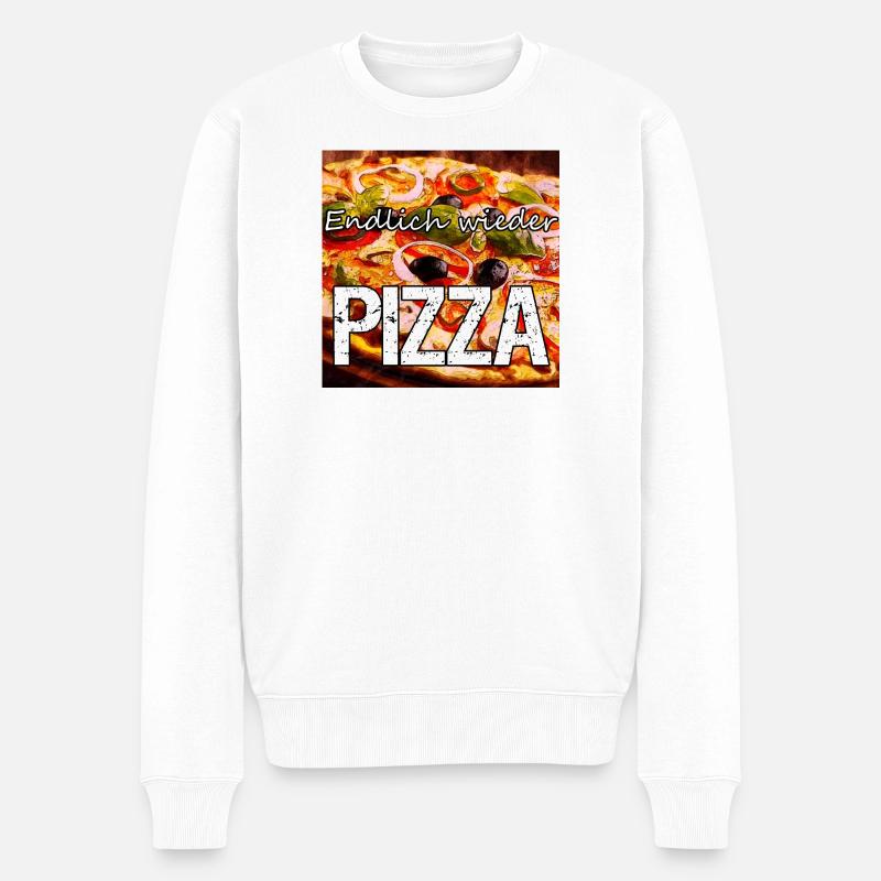 Pizza Pizzeria Ristorante Restaurant Essen Spruch - Männer Premium Bio Pullover - Weiß