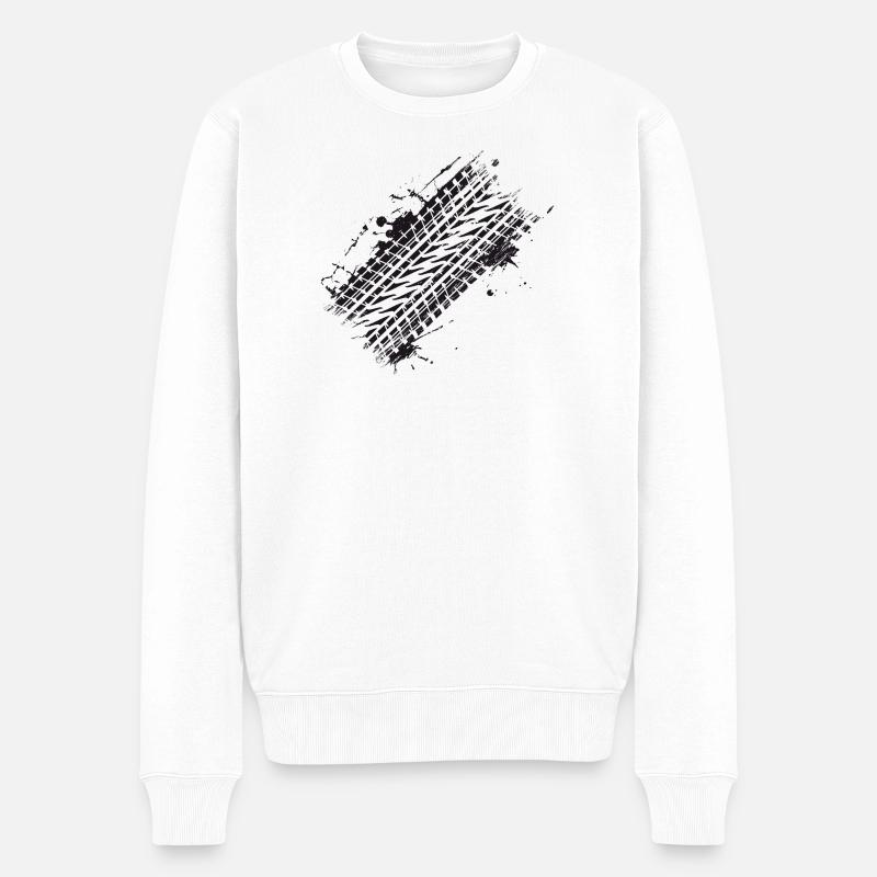 schmutziges Auto Reifenprofil Bremsspur Graffiti - Männer Premium Bio Pullover - Weiß