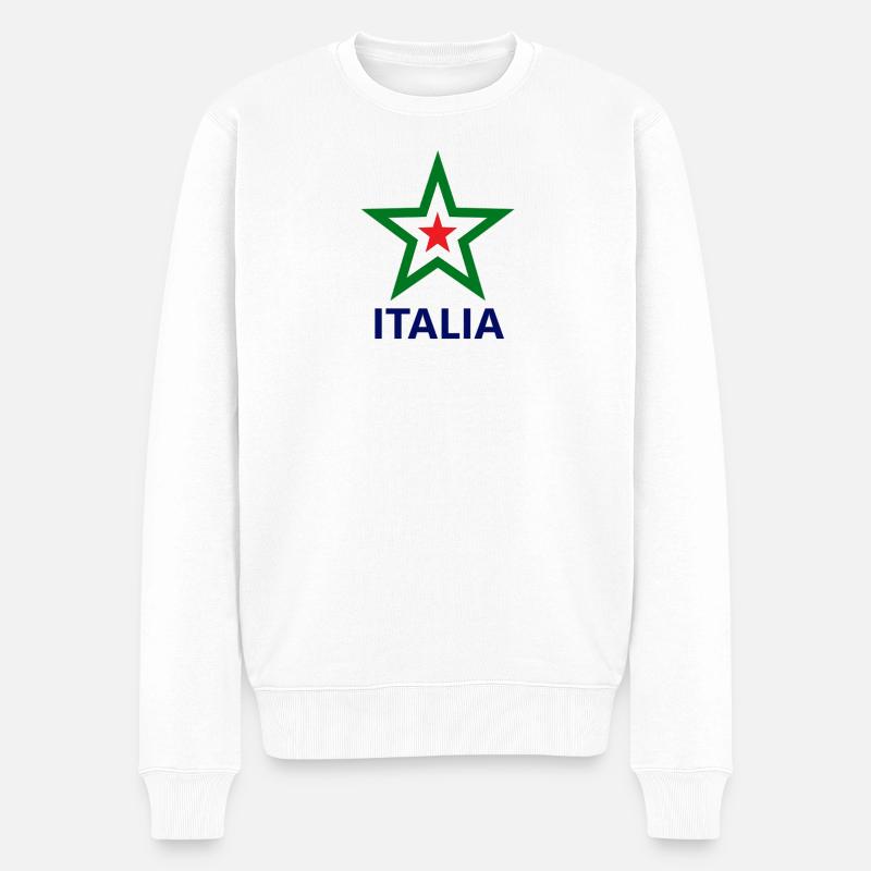 Drapeau italien avec motif étoile - Pull Premium bio Homme - blanc