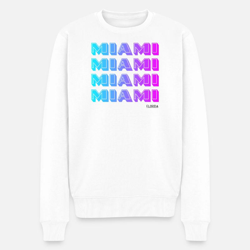 Miami Neon Gradient Muster - Männer Premium Bio Pullover - Weiß