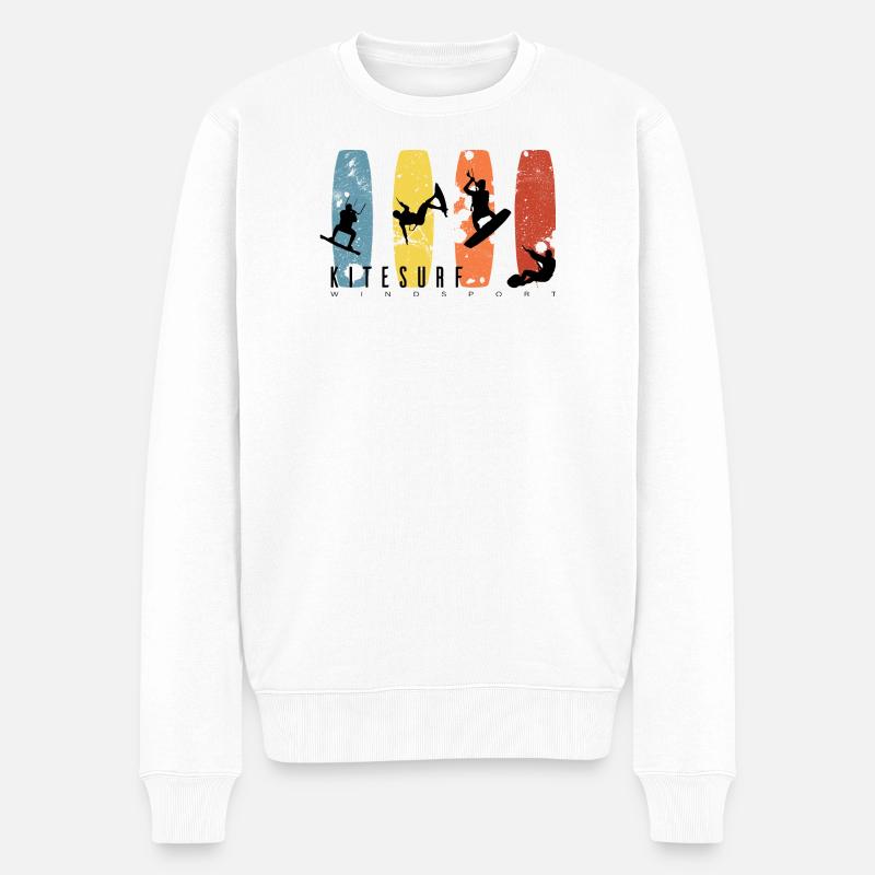 KITESURF - Männer Premium Bio Pullover - Weiß
