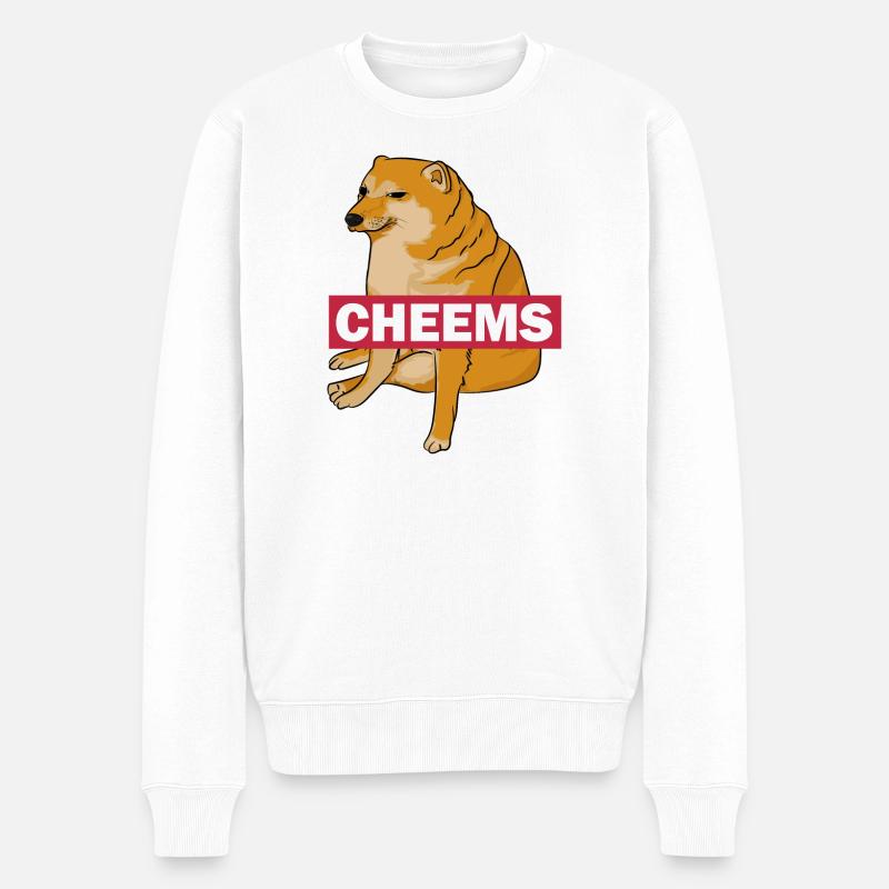 Meme Hund Cheems - Männer Premium Bio Pullover - Weiß