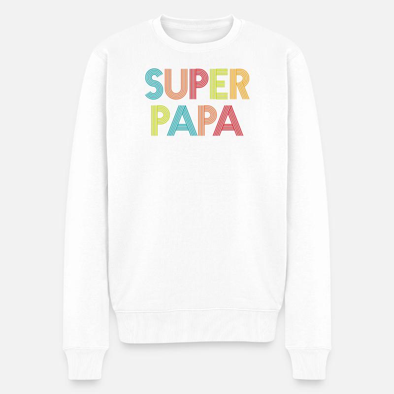 Super Groovy Papa - Männer Premium Bio Pullover - Weiß