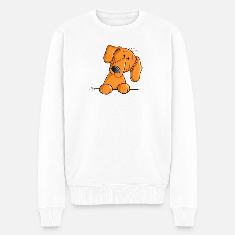Lustiger Dackel I Dachshund I Teckel I Hund - Männer Premium Bio Pullover - Weiß