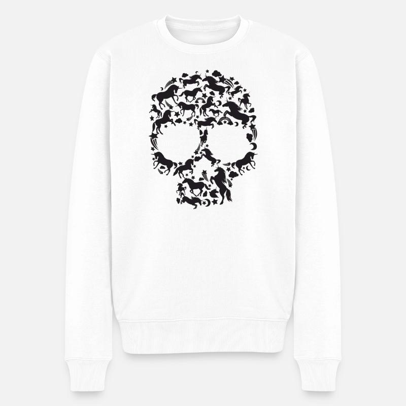 Crâne LICORNE - Pull Premium bio Homme - blanc