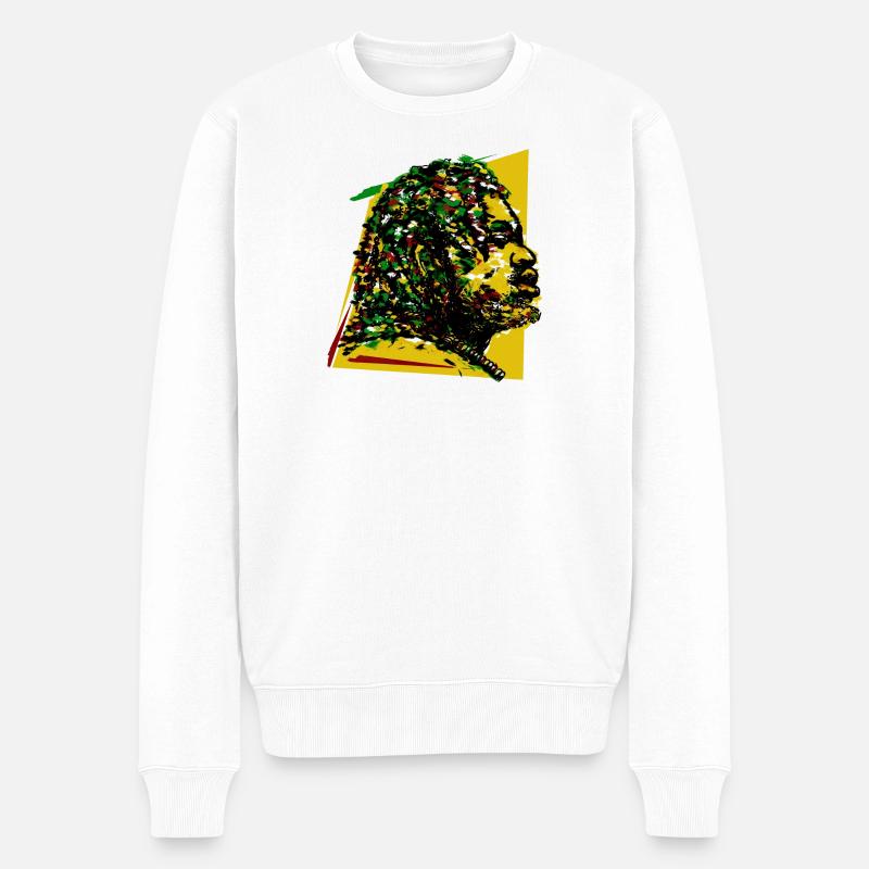 Jamaika Reggae Rasta Rastafari Musik Reggaeton Jah - Männer Premium Bio Pullover - Weiß