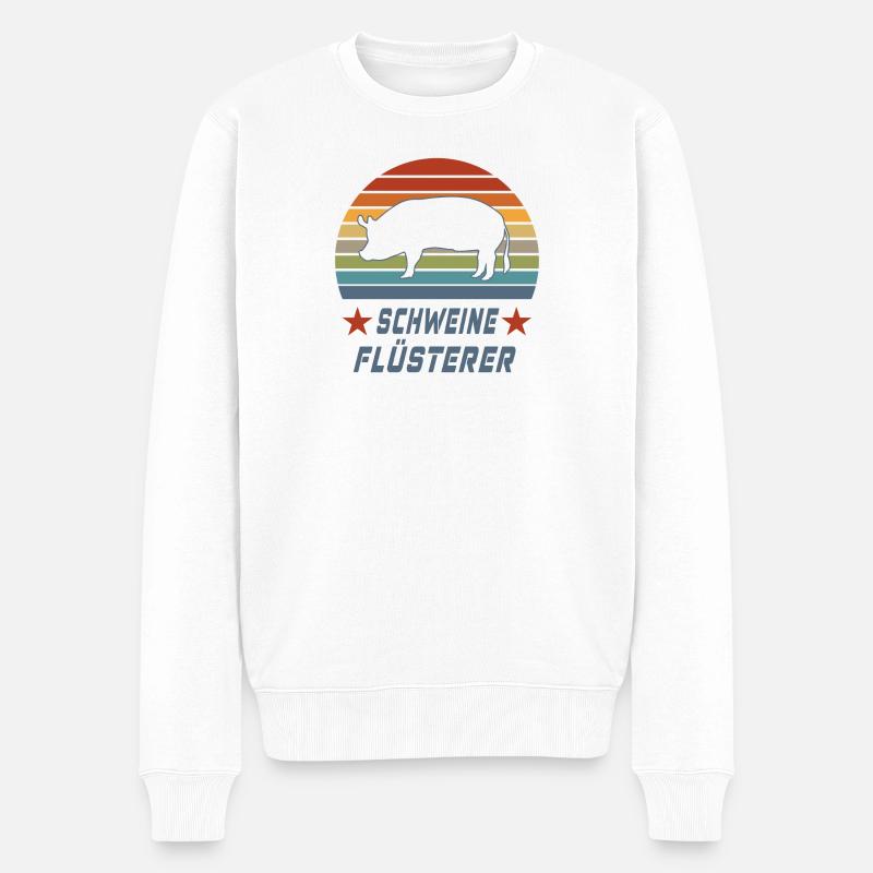 Schweine Flüsterer Design / Geschenkidee - Männer Premium Bio Pullover - Weiß