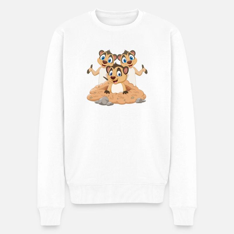 Erdmännchen Cartoon Kinder Shirt - Männer Premium Bio Pullover - Weiß