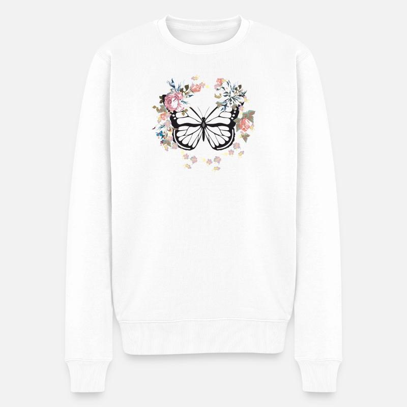 Schmetterling - Männer Premium Bio Pullover - Weiß