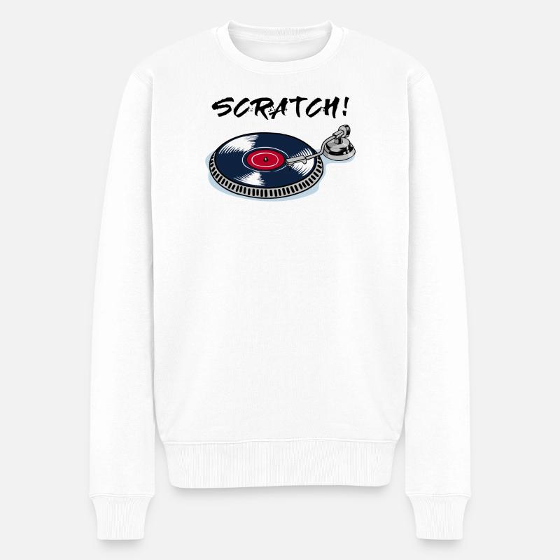 Scratchen Turntable Plattenspieler Beatbox Vinyl - Männer Premium Bio Pullover - Weiß
