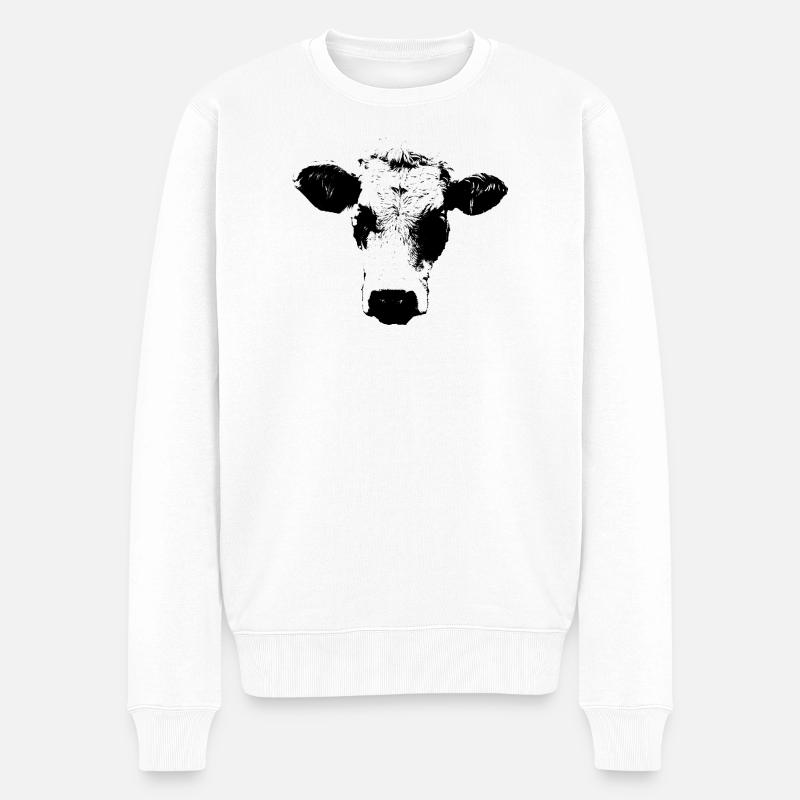 Kuh schwarz weiß Comic - Männer Premium Bio Pullover - Weiß