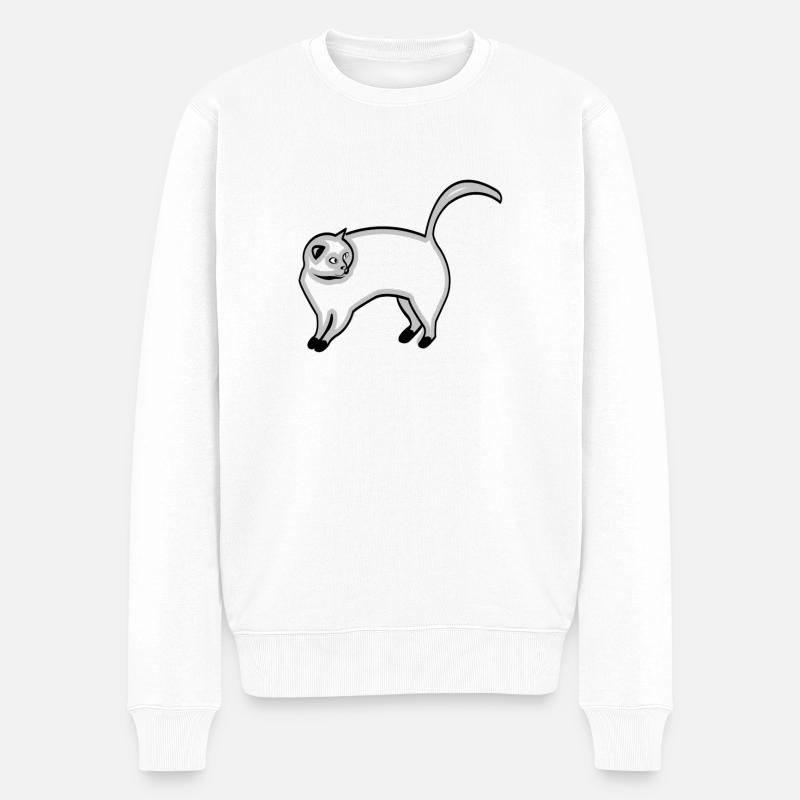 chat - Pull Premium bio Homme - blanc