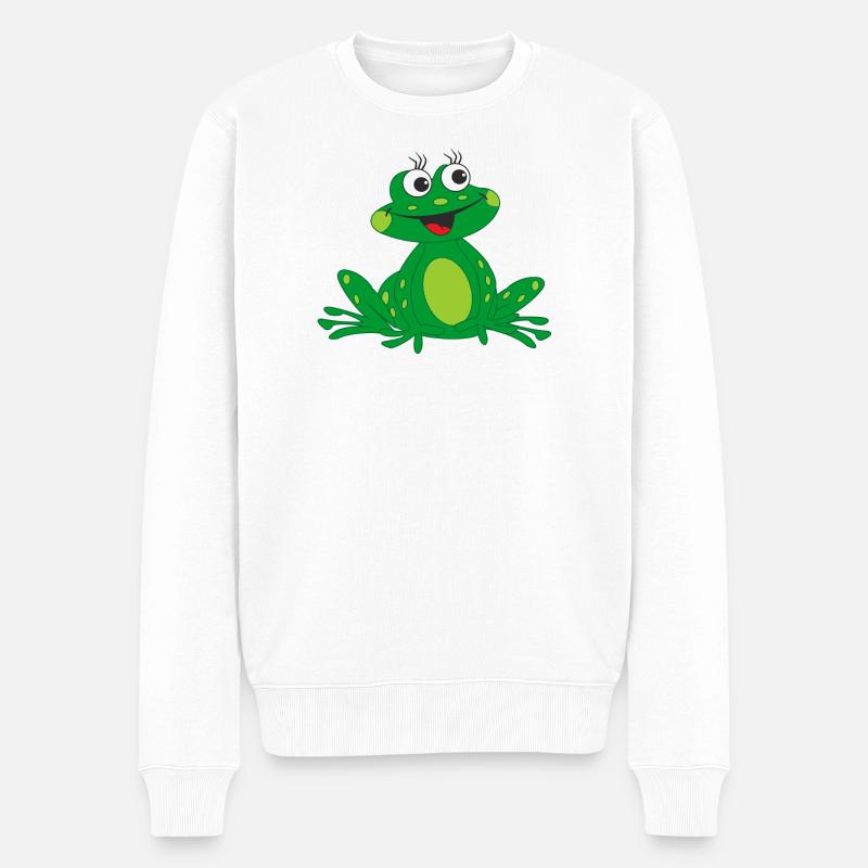 fröhlicher Frosch - Männer Premium Bio Pullover - Weiß