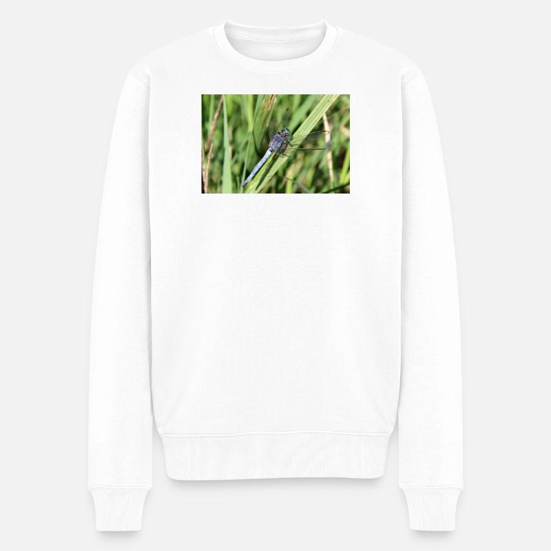 Libellen Poster Blaupfeil Geschenk - Männer Premium Bio Pullover - Weiß
