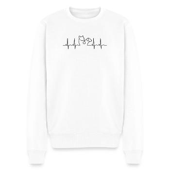 Herzschlag Katze Lineart - Männer Premium Bio Pullover - Weiß - Vorne - Thijin (182cm)
