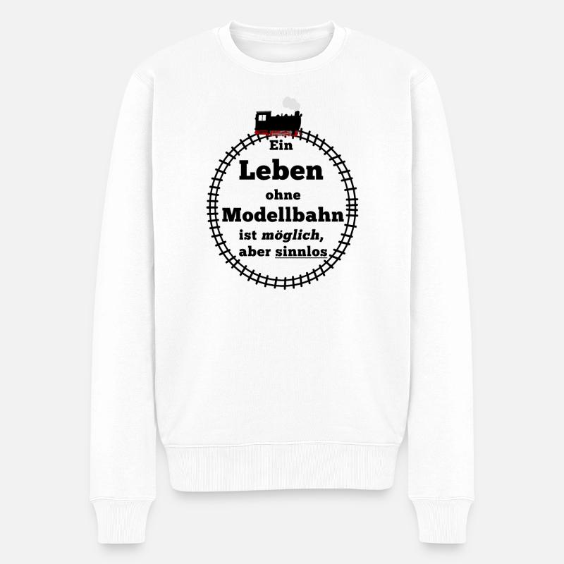 Modelleisenbahn - Männer Premium Bio Pullover - Weiß