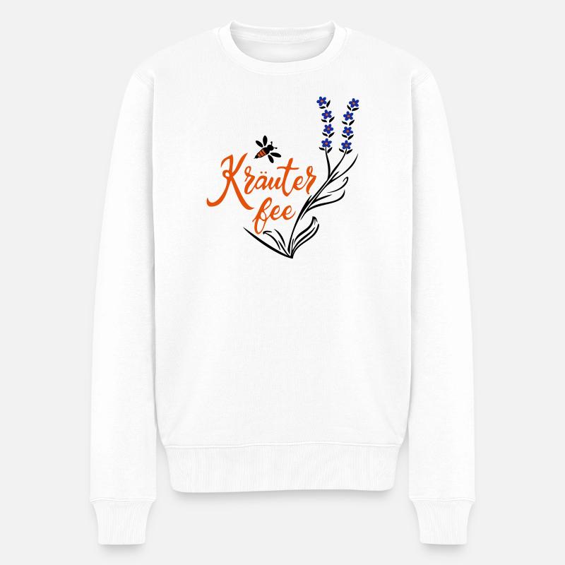 Kräuter Fee, Biene, Umwelt - Männer Premium Bio Pullover - Weiß