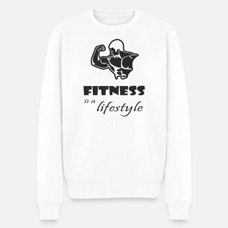 Force de flexion : Estampa Fitness - Pull Premium bio Homme - blanc