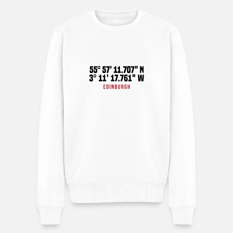 Edinburgh Koordinaten Typo - Männer Premium Bio Pullover - Weiß