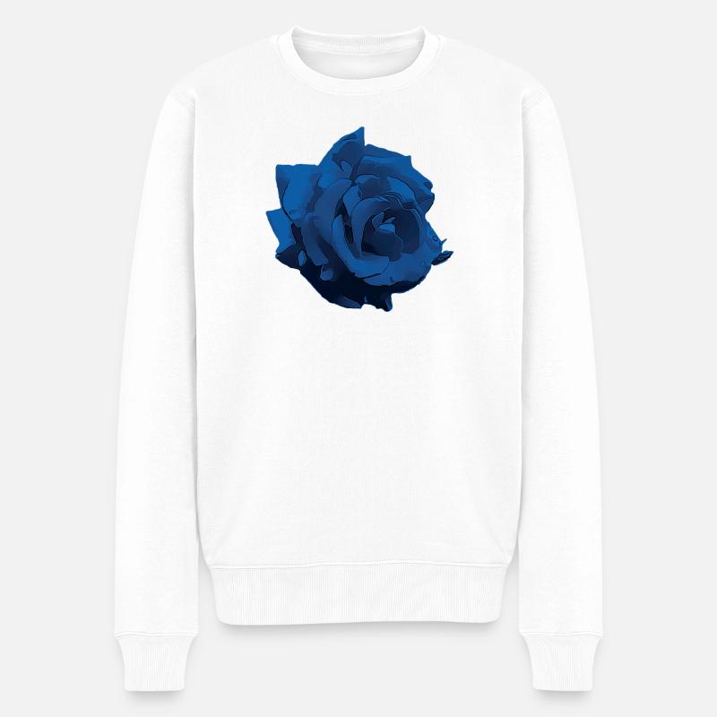 Fleur - Rose bleu - Pull Premium bio Homme - blanc