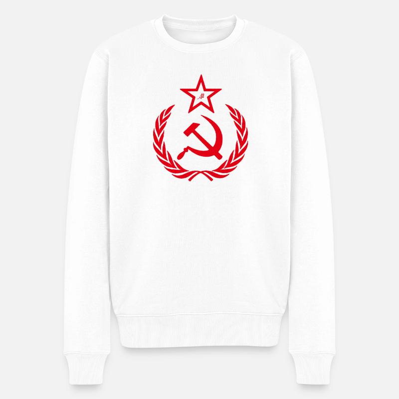 Hammer And Sickle Historic Symbol Design - Männer Premium Bio Pullover - Weiß
