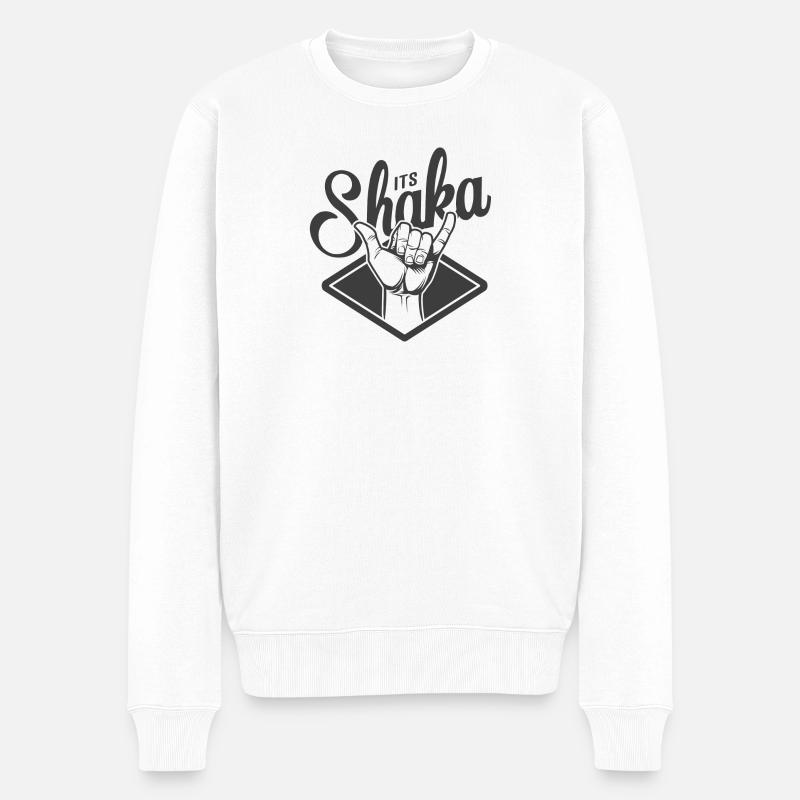 Vague de Liberté : Its Shaka - Pull Premium bio Homme - blanc