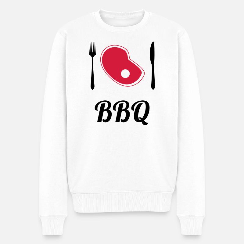 BBQ - Barbecue - Grill - Pull Premium bio Homme - blanc