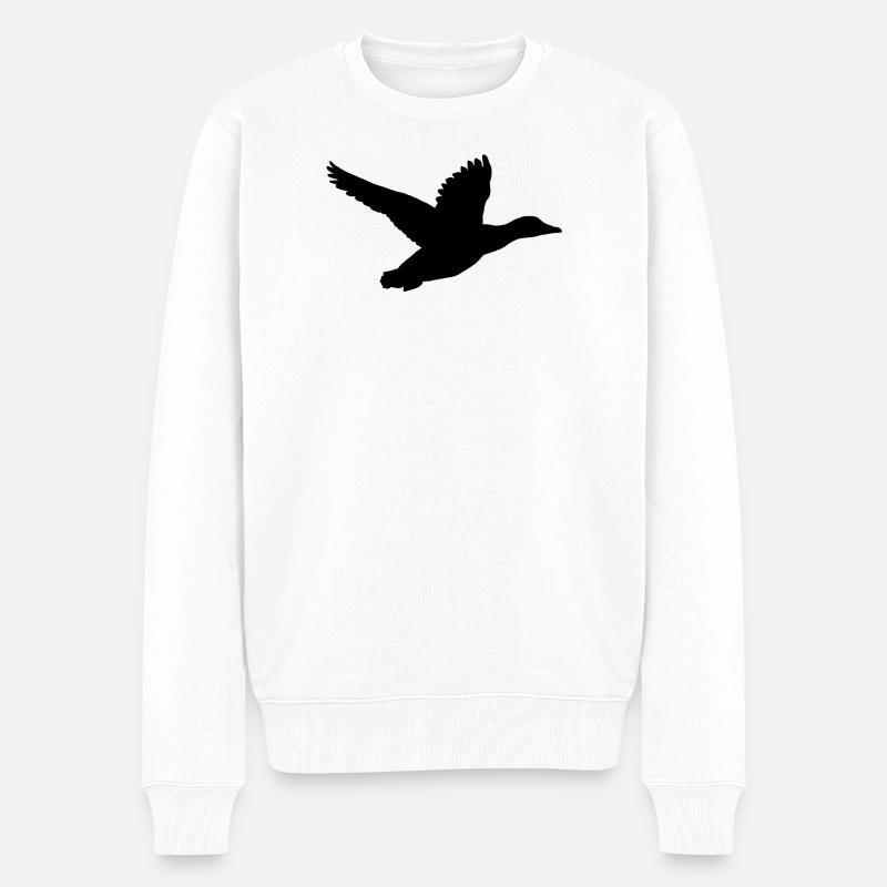 Ente im Flug - Männer Premium Bio Pullover - Weiß
