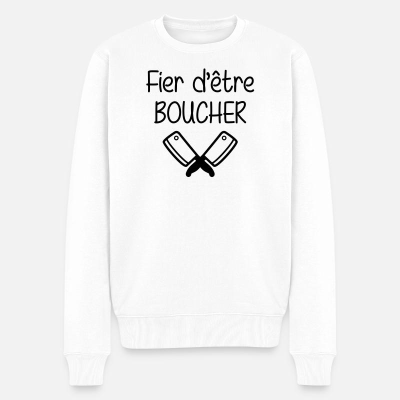 Fier d'être boucher - Pull Premium bio Homme - blanc