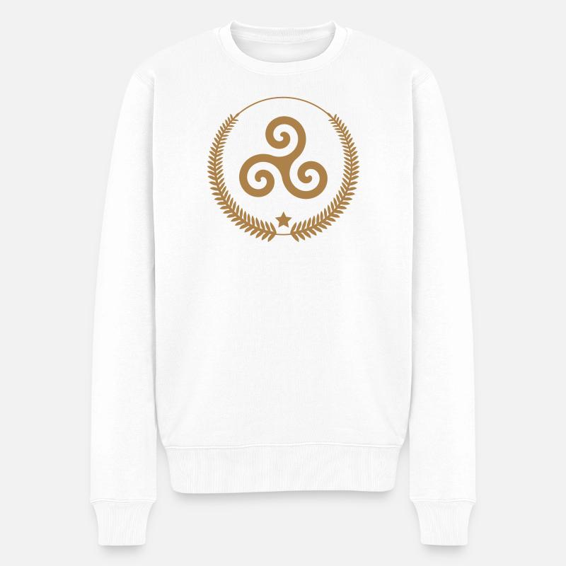 Bretagne - Breizh - BZH - Männer Premium Bio Pullover - Weiß