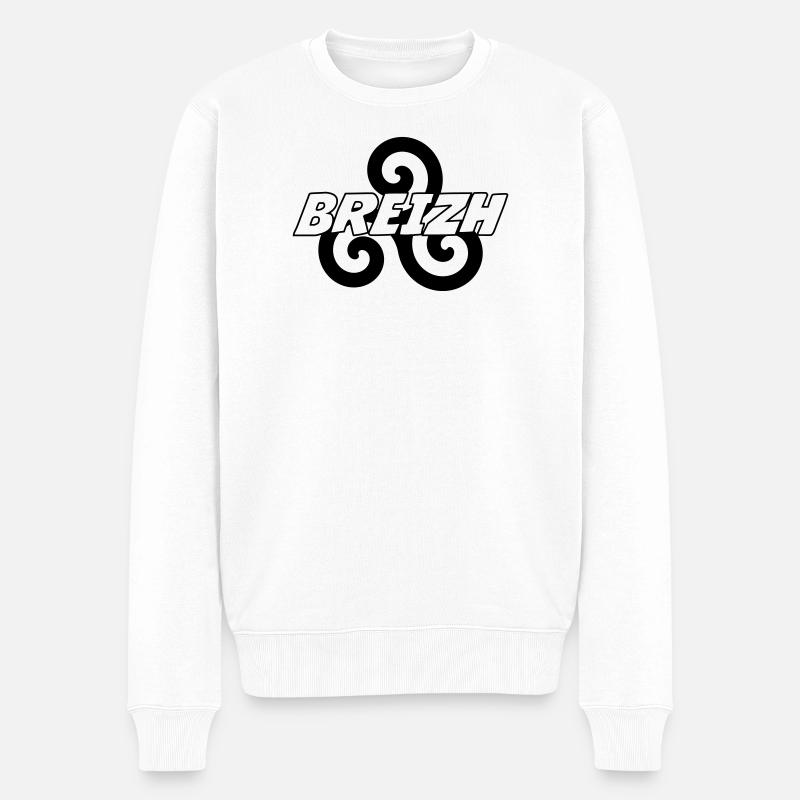 Breizh - Bretagne - BZH - Männer Premium Bio Pullover - Weiß