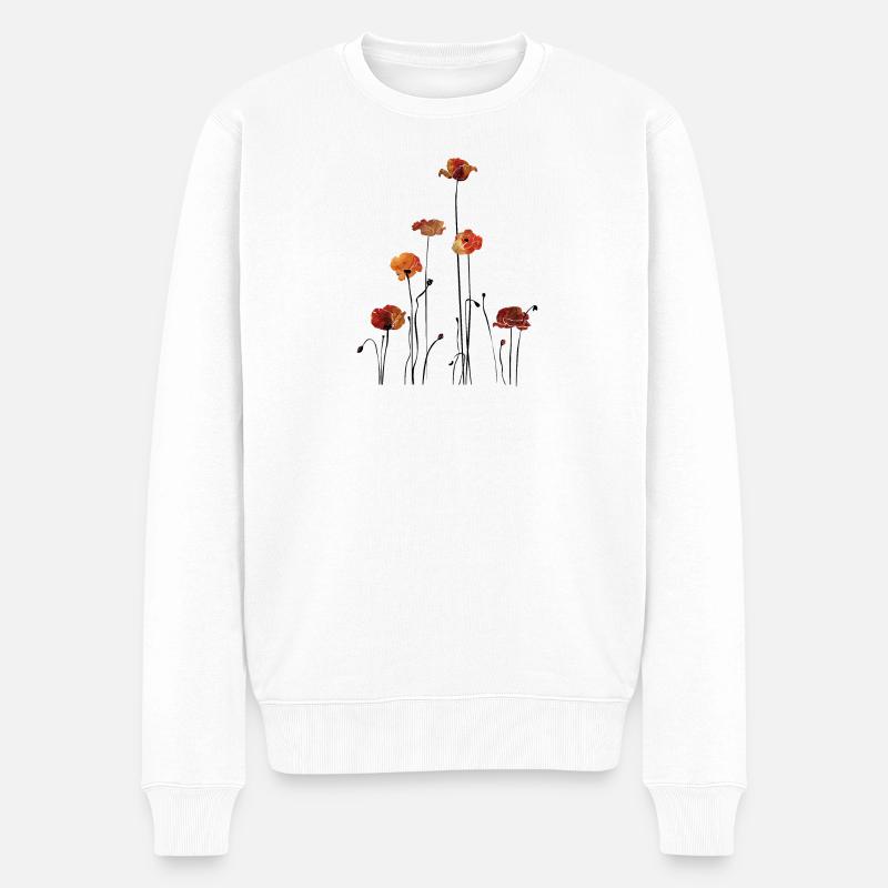 Mohnblumen Silhouette Design - Männer Premium Bio Pullover - Weiß