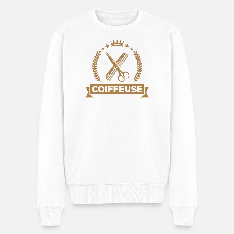 Coiffeur - Coiffeuse - Coiffure - Pull Premium bio Homme - blanc