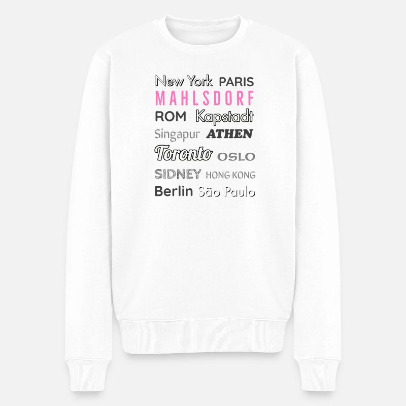 Mahlsdorf Städte-Landkarten-Design in Schwarz-Weiß - Männer Premium Bio Pullover - Weiß