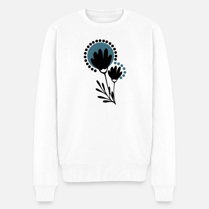 Scandi Blumen - Männer Premium Bio Pullover - Weiß