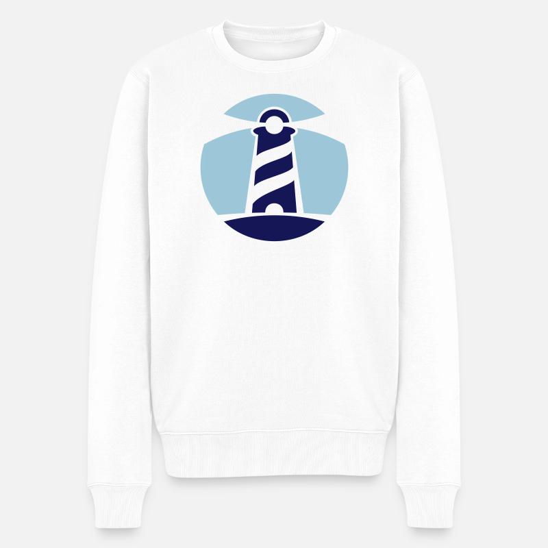 Leuchtturm Logo (minimalistisch) - Männer Premium Bio Pullover - Weiß