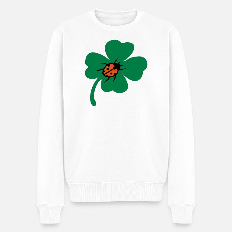 Coccinelle à feuilles de trèfle chanceuse - Pull Premium bio Homme - blanc