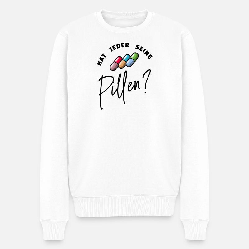 Lustig Spruch Pillen Medikamente Krankenpfleger - Männer Premium Bio Pullover - Weiß
