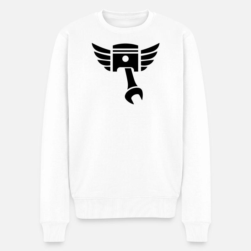 Kolben Schlüssel Emblem mit Flügeln - Männer Premium Bio Pullover - Weiß